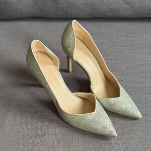 Stuart Weitzman Silver Sparkle Pointed Toe Pumps